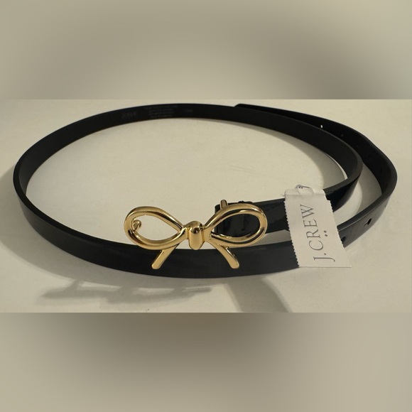 J. Crew Black Patent Leather Belt with Gold Bow - Picture 4 of 5